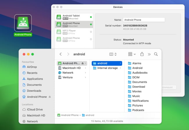 Transfer files from Android to Mac without any barriers.